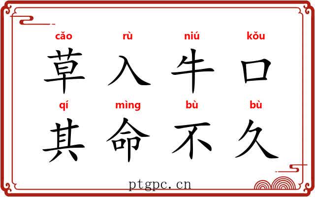 草入牛口，其命不久