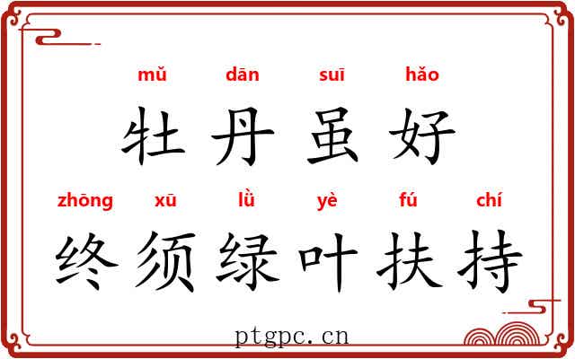 牡丹虽好，终须绿叶扶持