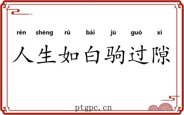 人生如白驹过隙