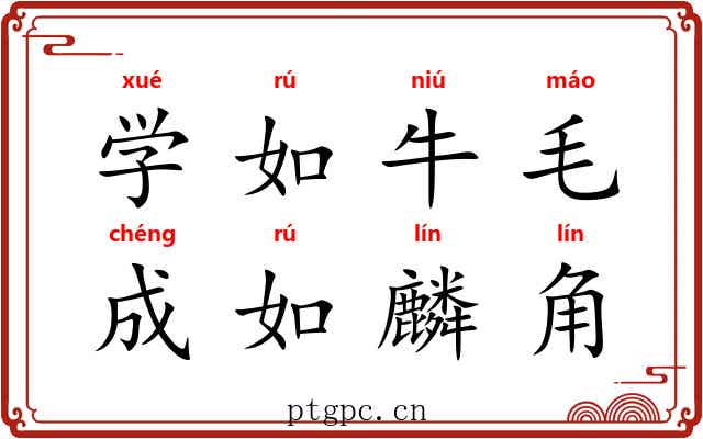 学如牛毛，成如麟角