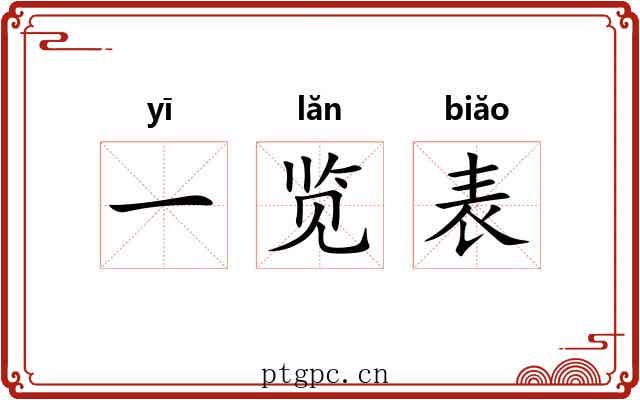 一览表 一览表